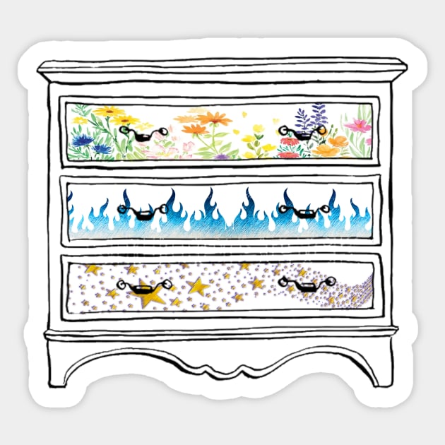 Archeron Dresser Drawers Sticker by baranskini